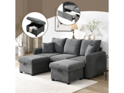Sofá Modular En Forma De U Con Cajones Y Otomana Extraíble, Tapizado En Chenilla, Para Salón.