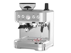 Cafetera espresso con molinillo y espumador de leche integrados, color plata (OEM).