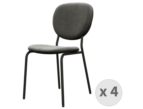 Silla Anais Terciopelo Gris Carbón Y Metal Negro (X4) MOLOO (43 x 52 x 83cm)