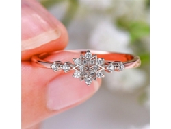Anillo Flor De Nieve Para Mujer Con Circonita, Plata De Ley 925, Estilo Romántico Y Bonito Para Compromiso.
