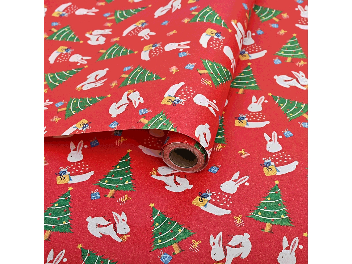 Papel de regalo navideño Eifson para Navidad y fiestas de invierno, 50 cm x 10 m (rojo)