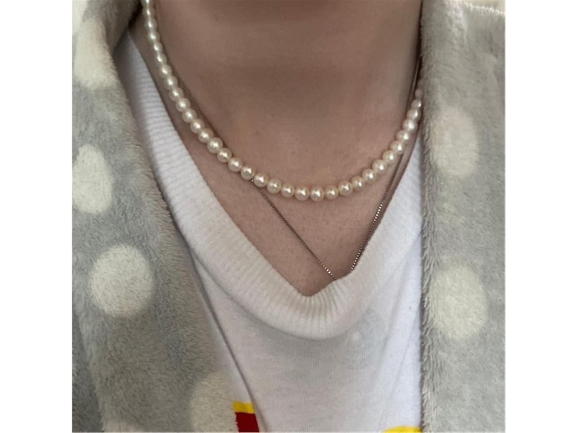 2026-collar De Perlas Simuladas Unisex De Acero Inoxidable 8mm Moda Tendencia 2022 50 Cm