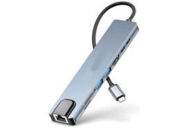 Concentrador USB C 9 en 1 con Ethernet, HDMI, 4K, 2 puertos de datos USB, USB C, 100 W PD, ranura para tarjeta TF/SD, color gris Lalamoli