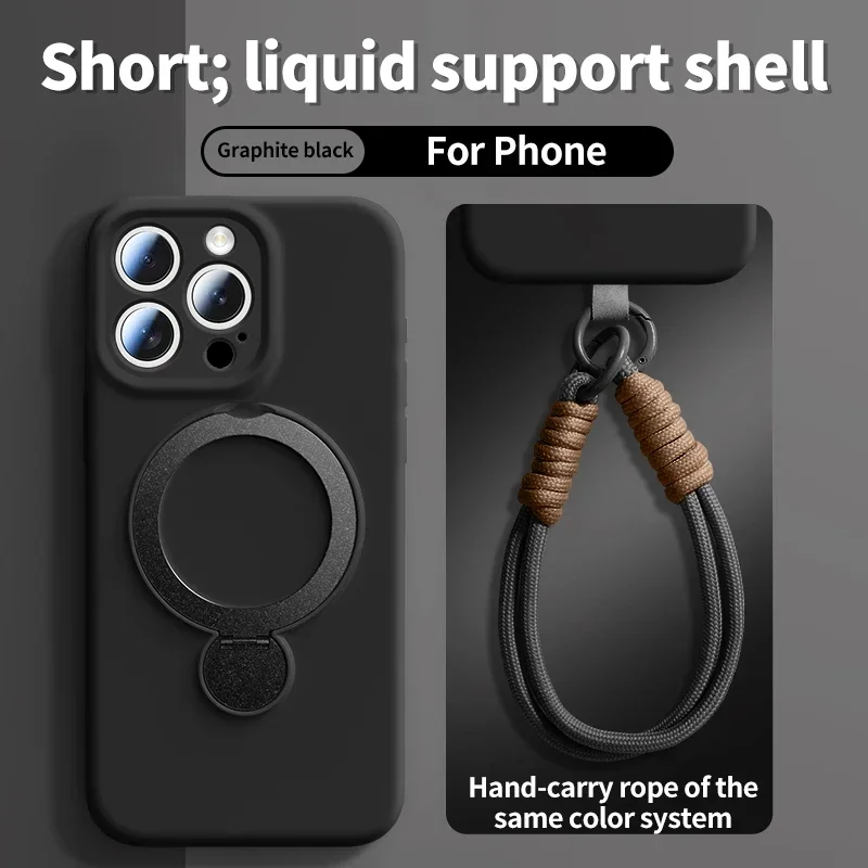 (iphone 13 Pro Max Negro) Funda Magnética Magsafe Con Soporte Para Líquido Y Base Giratoria De 360°
