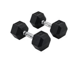 Mancuernas De 10 Kg Con Barra De Conexión Hexagonal Negra Y Plateada