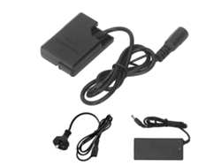 Batería falsa para EL14 con adaptador de CA EP 5A y conector de alimentación para cámara.