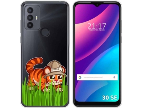 Carcasa para TCL 30 SE TUMUNDOSMARTPHONE Dibujos Transparente Tigre Multicolor