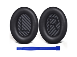 Almohadillas Profesionales Para Auriculares Bose Qc35/qc35 Ii, De Cuero Suave, Espuma Aislante Del Ruido, Más Gruesas (negras).