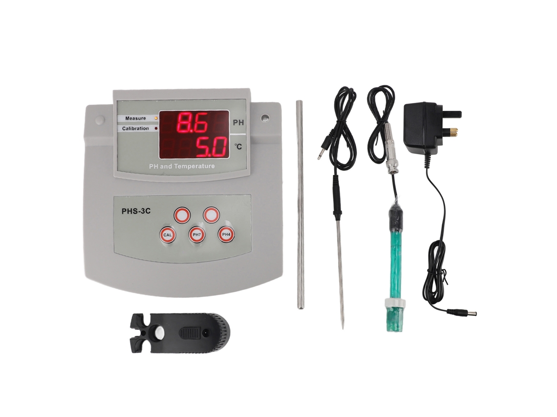 Medidor de pH de sobremesa de alta precisión para laboratorio con calibración automática.