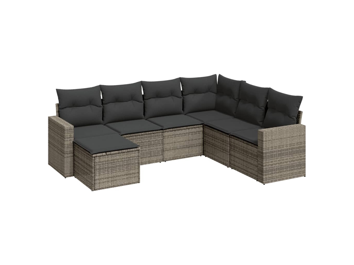 Maison Exclusive - Set De Sofás De Jardín 7 Piezas Con Cojines Ratán Pe Gris