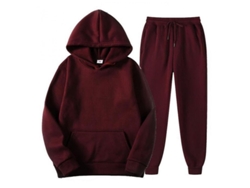 2026-conjunto De Sudadera Con Capucha Y Pantalones Deportivos Casual Para Hombre De Color Sólido Manga Larga Bzf M Rojo Oscuro