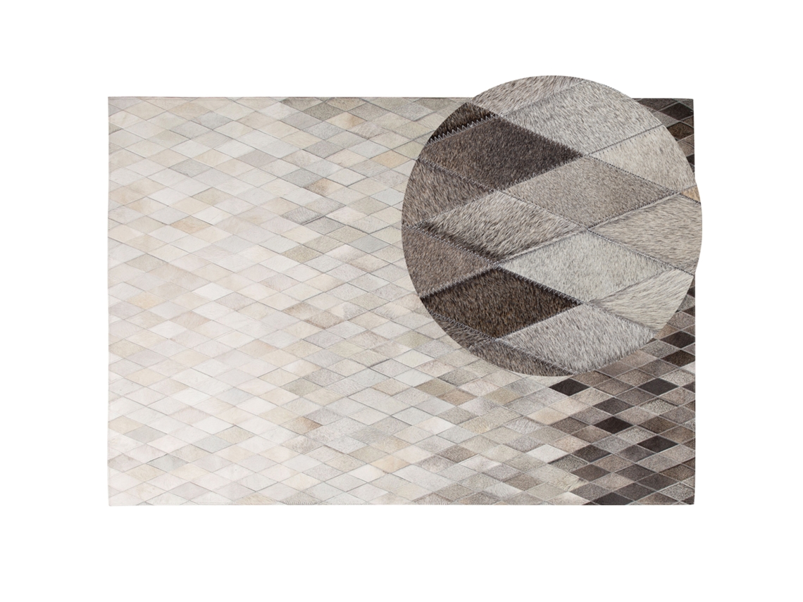 Alfombra BELIANI Maldan de Piel de vaca Beige 160x230