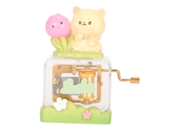 Bonita caja de música transparente con forma de dibujos animados para niños y niñas.