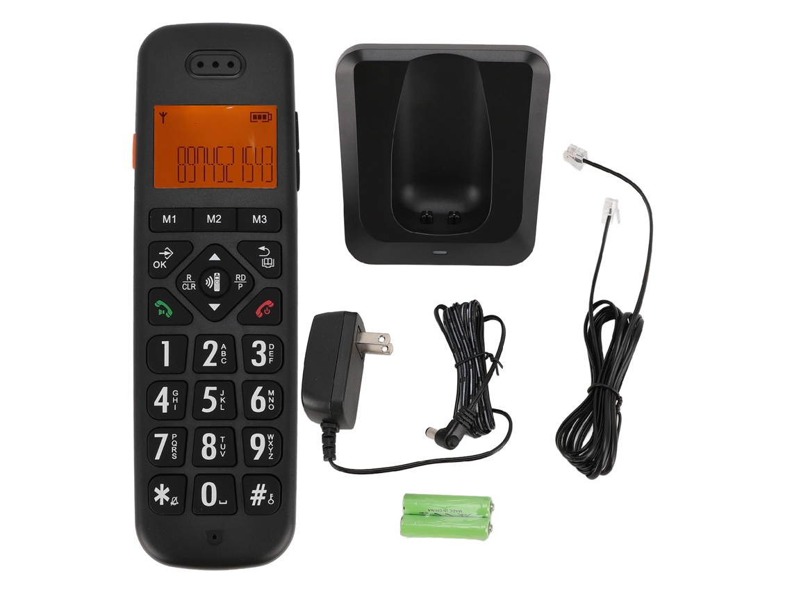 Teléfono Inalámbrico Con Botones Grandes, Identificador De Llamadas, Bloqueo De Llamadas Y Pantalla Iluminada Para Uso Doméstico, Enchufe Usb.