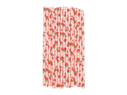 25 pajitas de papel desechables para fiestas (fresa oscura) MEOIRUERY