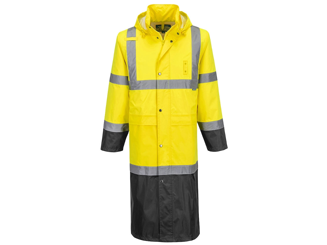 Impermeable De Trabajo Alta Visibilidad 122 Cm | Lluvia Amarillo/negro / Xl