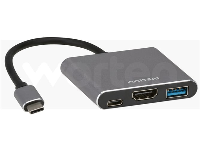 Adaptador MITSAI (USB-C - HDMI - USB-C - USB 3.0 - Gris)