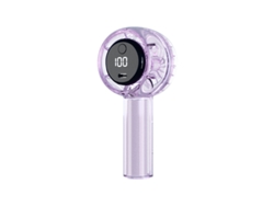 Mini Ventilador Turbo De Mano (morado Transparente) - Pantalla Digital - Recargable Por Usb - Potente Flujo De Aire