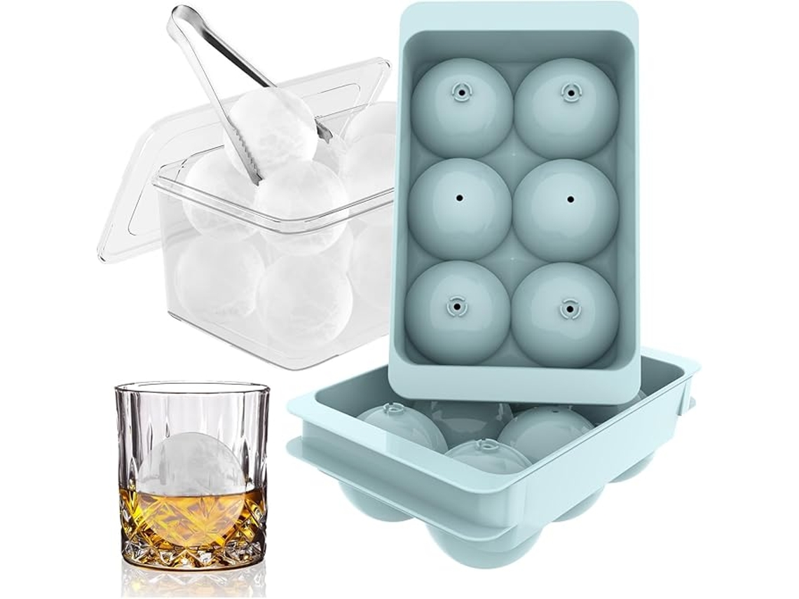 Molde Grande Para Cubitos De Hielo, Bandeja Redonda Para Cubitos De Hielo De Whisky, Para Congelar - 6 Compartimentos/2 Piezas Panoona