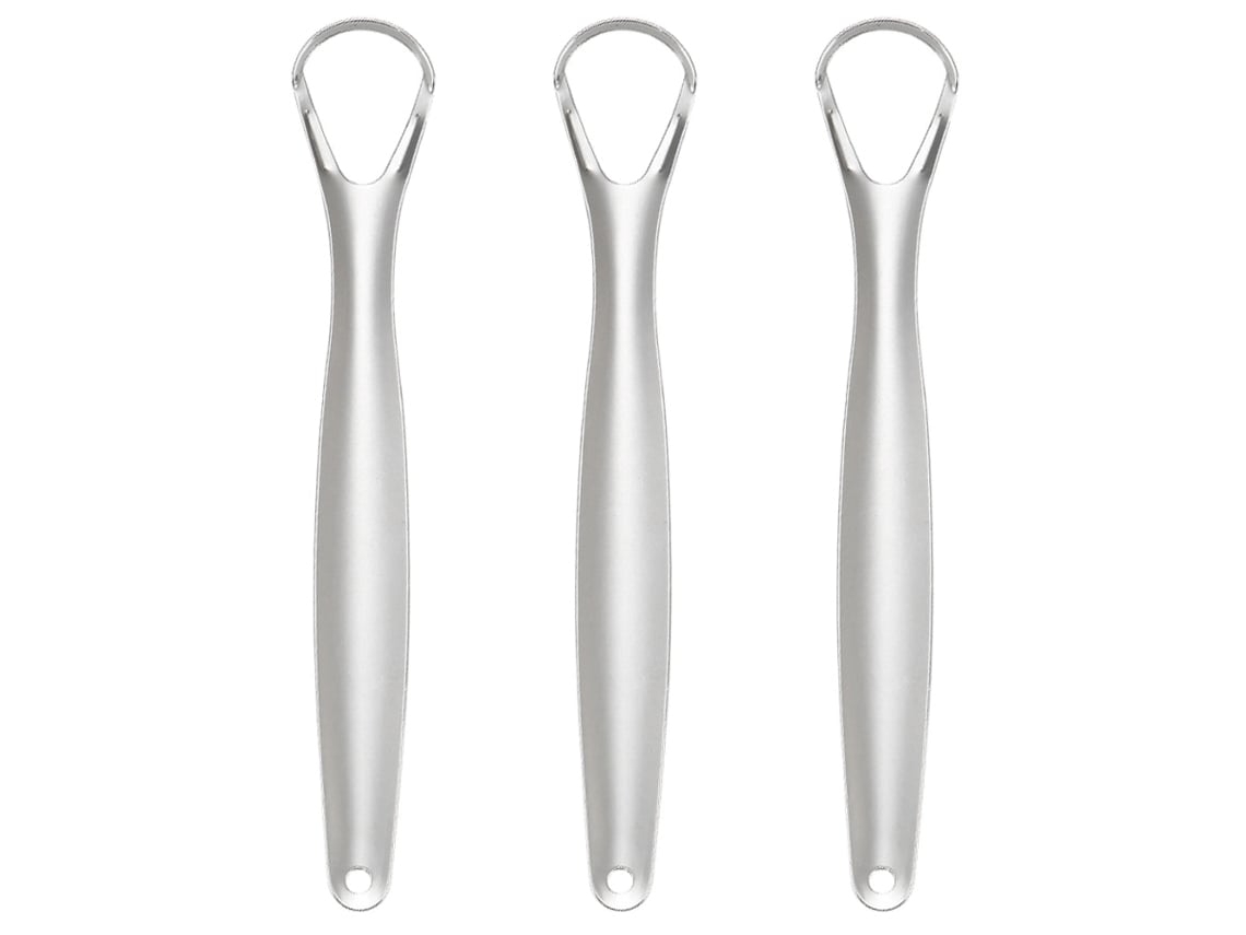Limpiador Lengua 3 Piezas Acero Inoxidable Metal Reducir Mal Aliento Modelo 1