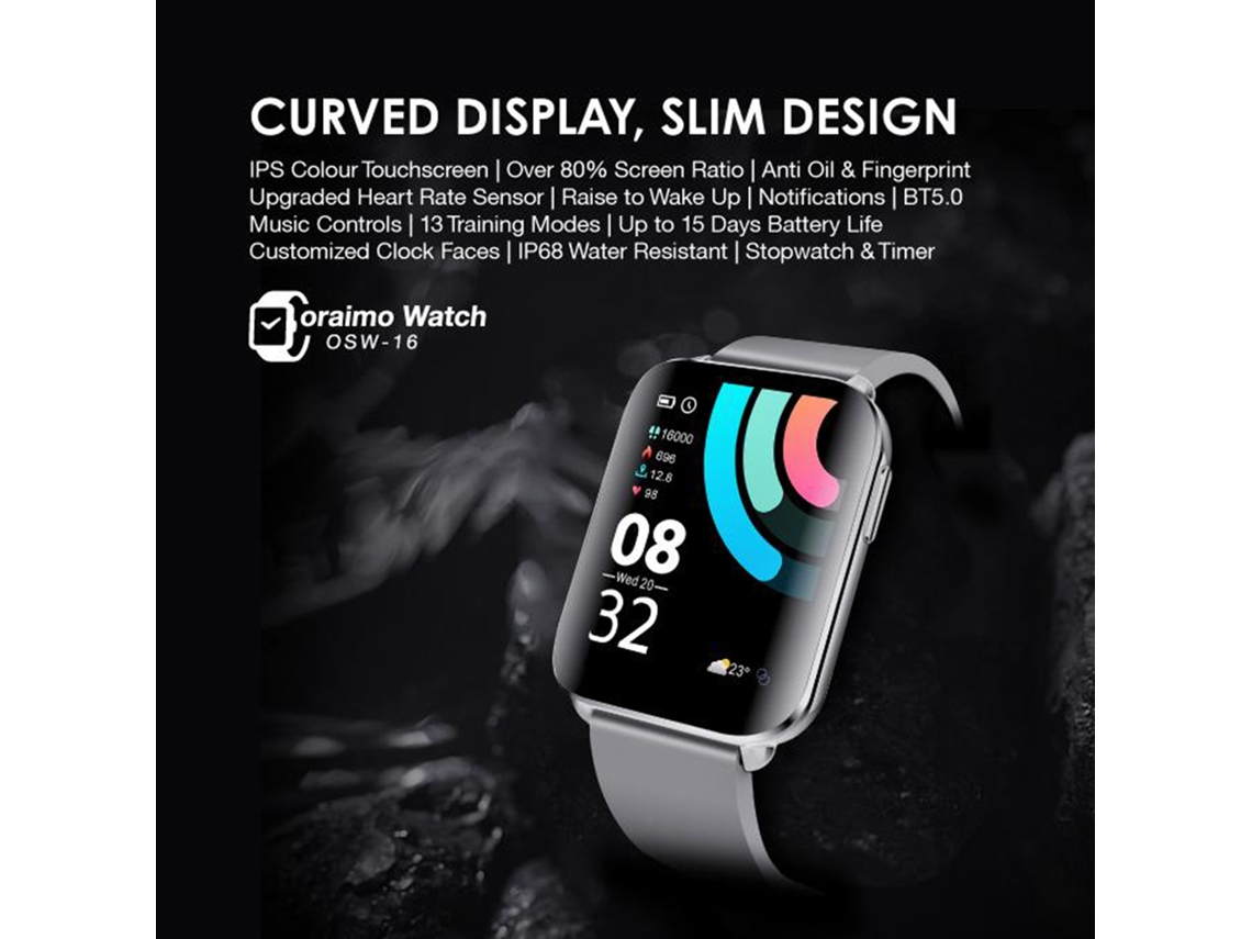 Reloj Inteligente (monitoreo De Fitness Y Salud, Monitoreo De Sueño) Oraimo Osw-16 De 1.69 Pulgadas, Resistente Al Agua Ip68, Bt5.0