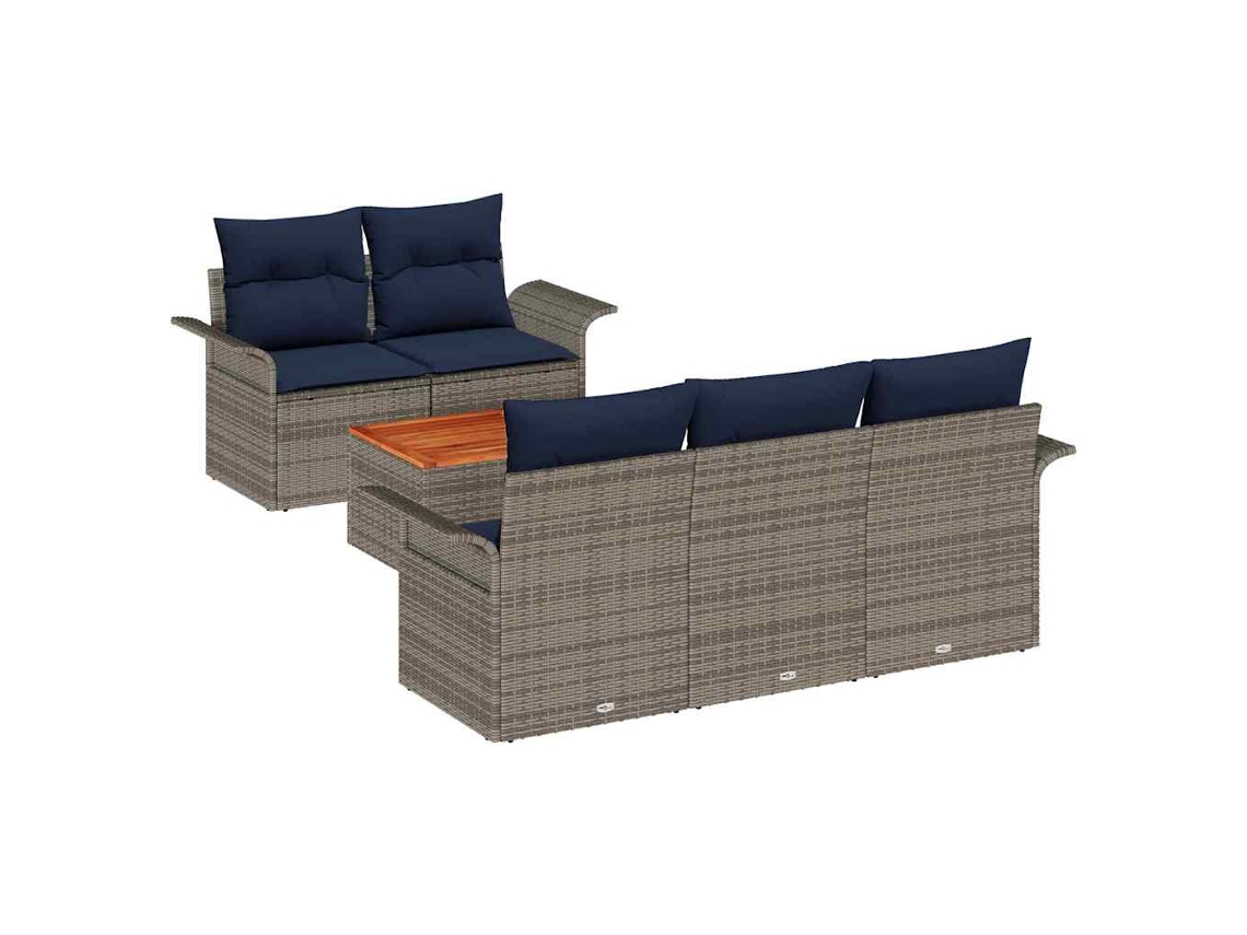 Maison Exclusive - Conjunto De Sofás De Jardín 6 Pcs Gris Y Azul Marino
