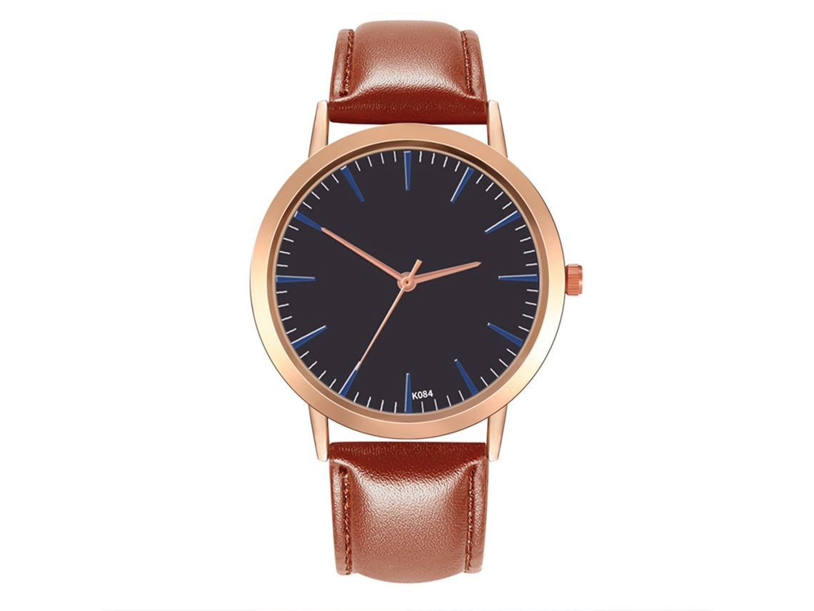 Reloj De Pulsera Elegante De Cuarzo Con Correa De Cuero Para Hombre Y Mujer (marrón Claro)
