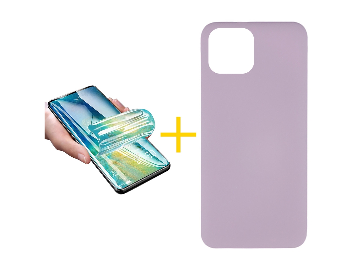 Pack 1 X Película de Vidrio Templado Hidrogel + Funda GANDY por Apple iPhone 16 Pro Silicona Líquida Roxo