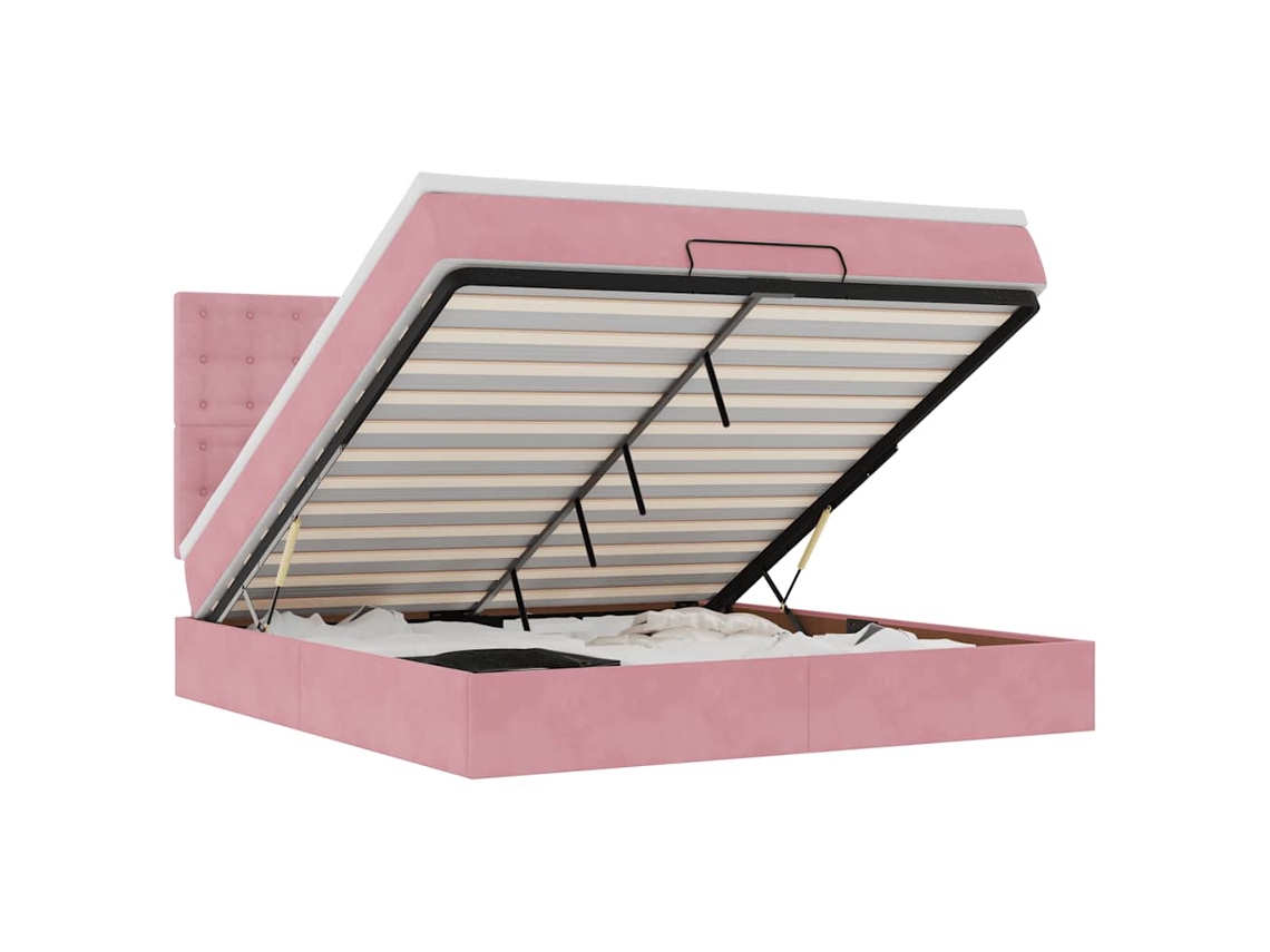 Maison Exclusive - Estructura De Cama Otomana Colchones Terciopelo Rosa 180x200cm