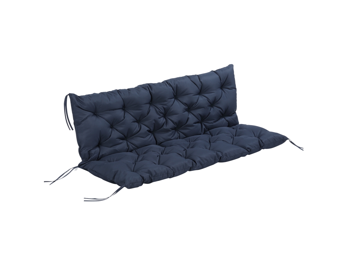 Cojín Para Banco 3 Plazas 150 X 98 X 8 Cm, Con Lazos, Para Interior Y Exterior, Banco O Columpio, Azul Oscuro