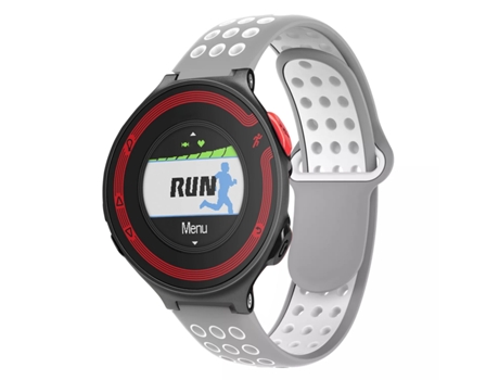 Correa Smartwatch para Garmin Forerunner 220 Silicona Perforada Transpirable Bicolor (Gris + Blanco)