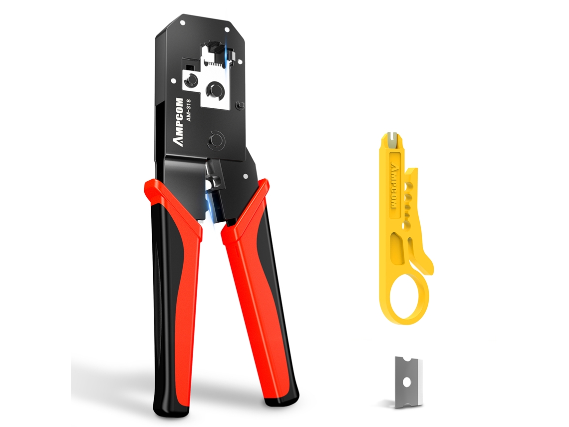 Herramienta de crimpado MDUG para cables Ethernet, cortador y pelacables RJ12/RJ11.