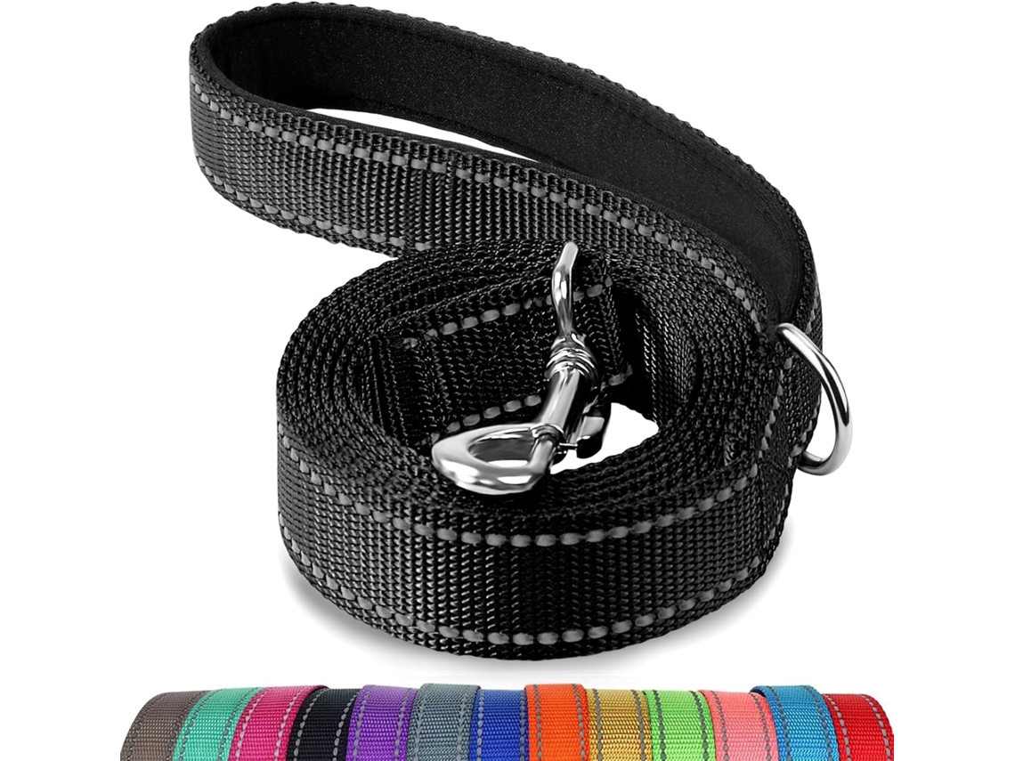 Barra De Remolque Para Perros Grandes Y Medianos: Barra De Remolque De Nailon Reflectante Bidireccional Con Asa Acolchada.