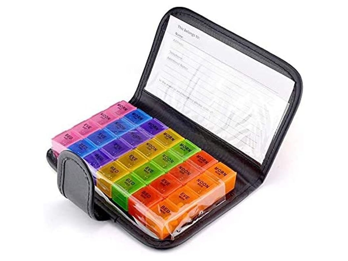 Organizador Semanal De Medicamentos Con 28 Compartimentos, Portátil Para Vitaminas, Suplementos Y Medicamentos, Libre De Bpa.