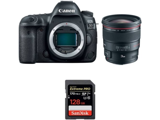 Kit Cámara Reflex CANON EOS 5D Mark IV + EF 24mm f/1.4L II USM + SanDisk 128 GB (Full-Frame)