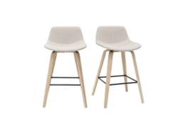 Conjunto de 2 bancos de cozinha bege nórdico e madeira clara 65 cm Nonie MILIBOO