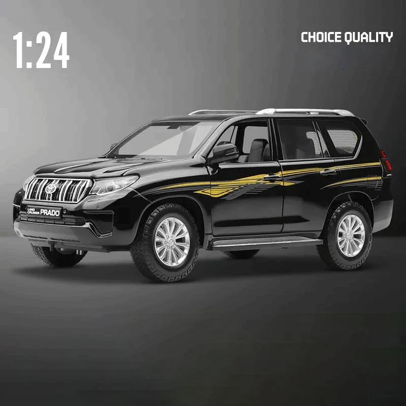 (negro) Coche De Juguete A Escala 1:24 De Metal Fundido A Presión Con Efectos De Sonido Y Luz.