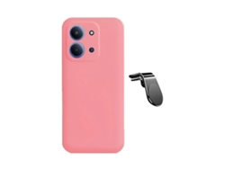 Kit Soporte Magnético Coche Conducción Segura L Funda Silicona Líquida Phonecare Para Xiaomi Poco C85 - Rosa