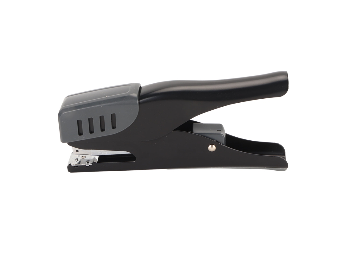 Grapadora Ergonómica De Metal Para Oficina Con Almohadilla Antiadherente, Capacidad Para 20 Hojas, Color Negro.