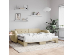 Sofá Cama Nido Con Colchón Tela Crema 90x200 Cm