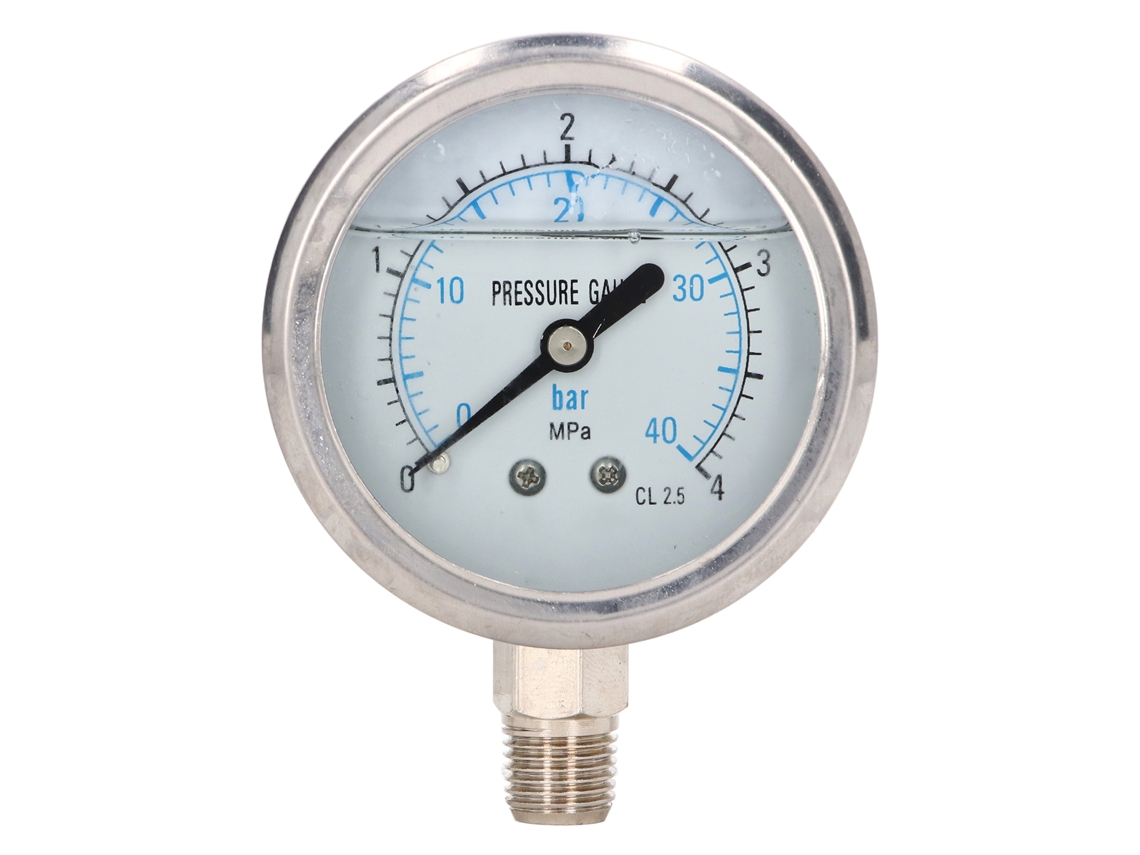 Manómetro De Acero Inoxidable Resistente A Las Vibraciones, Conexión Inferior Npt De 1/4 Pulg., Rango De 0 A 4 Mpa.