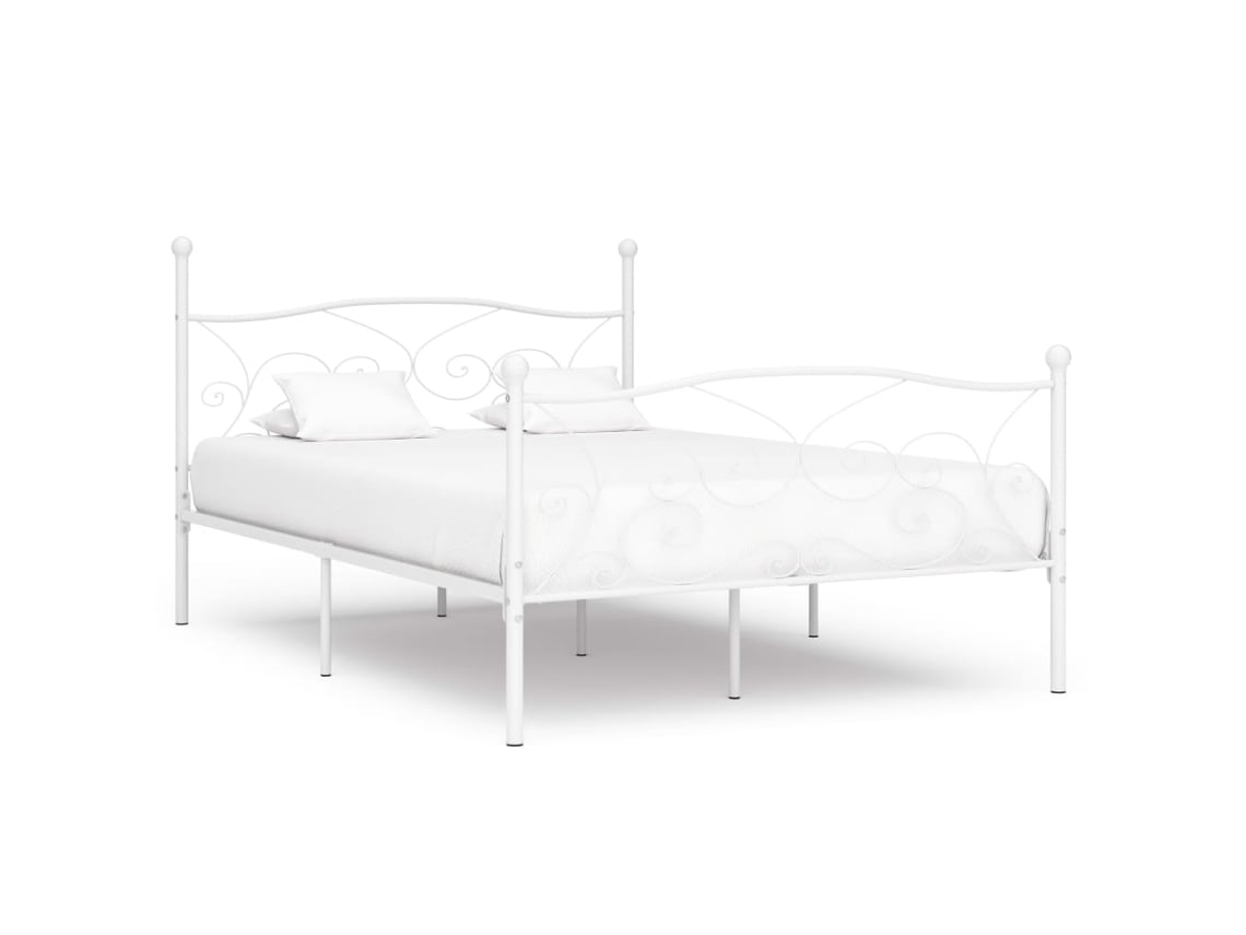 Estructura Cama Con Somier Sin Colchón Metal Blanco 140x200 Cm
