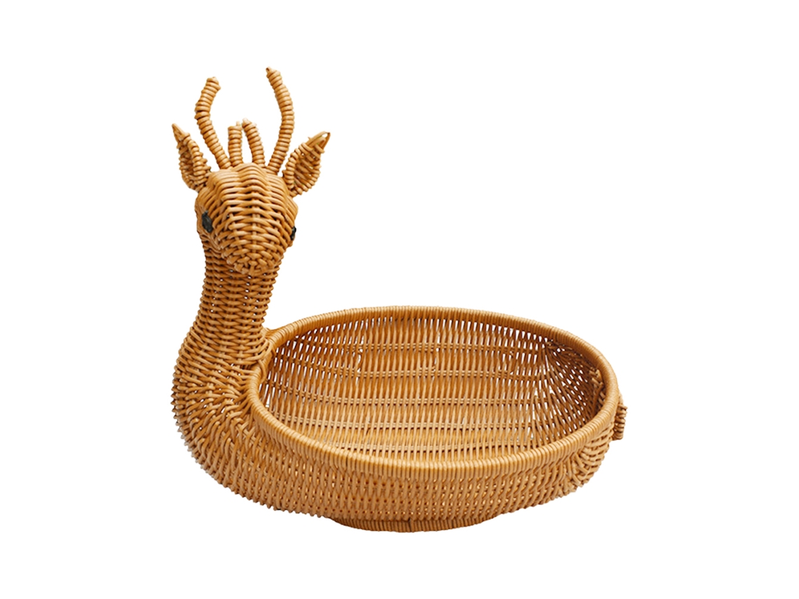 Cesta De Ratán Sintético Tejida Con Forma De Animal, Cesta De Almacenamiento, Cesta De Frutas Para Uso Doméstico.