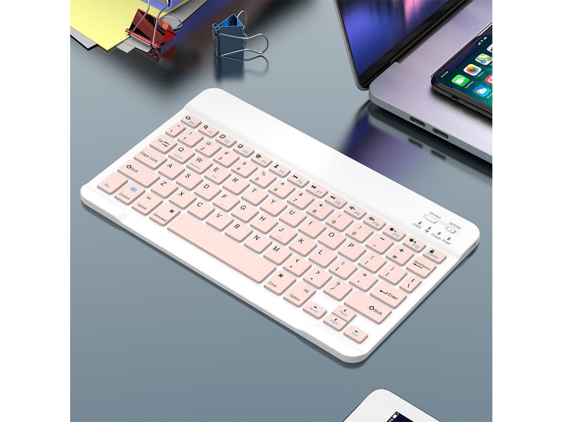 Teclado Bluetooth ultrafino HEXINYIGJLY, 78 teclas, silencioso, USB-C, rosa para iPad