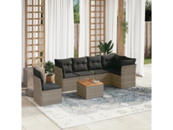 Conjunto de sofás de jardín de 7 piezas DKD Home Decor con cojines de mimbre gris