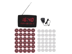 Sistema de llamada inalámbrico con 30 botones de llamada y 1 receptor con pantalla, resistente al agua IPX4, luz dorada