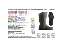 Bota de goma dunlop devon alta n  44 verde punt+plantill h142611