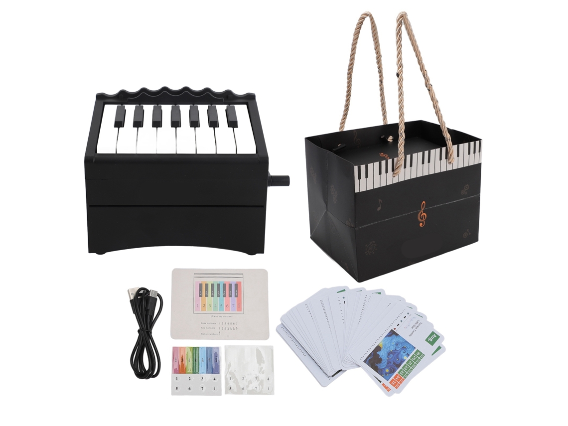 Rebe-calendario De Piano Usb Recargable Reproducible Con 52 Tarjetas Semanales Y Partituras Negro