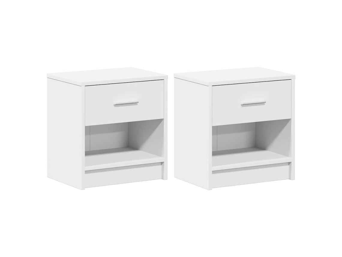 Maison Exclusive - Mesitas De Noche (2 Unidades) Con Cajón, Color Blanco, 39x28x41 Cm