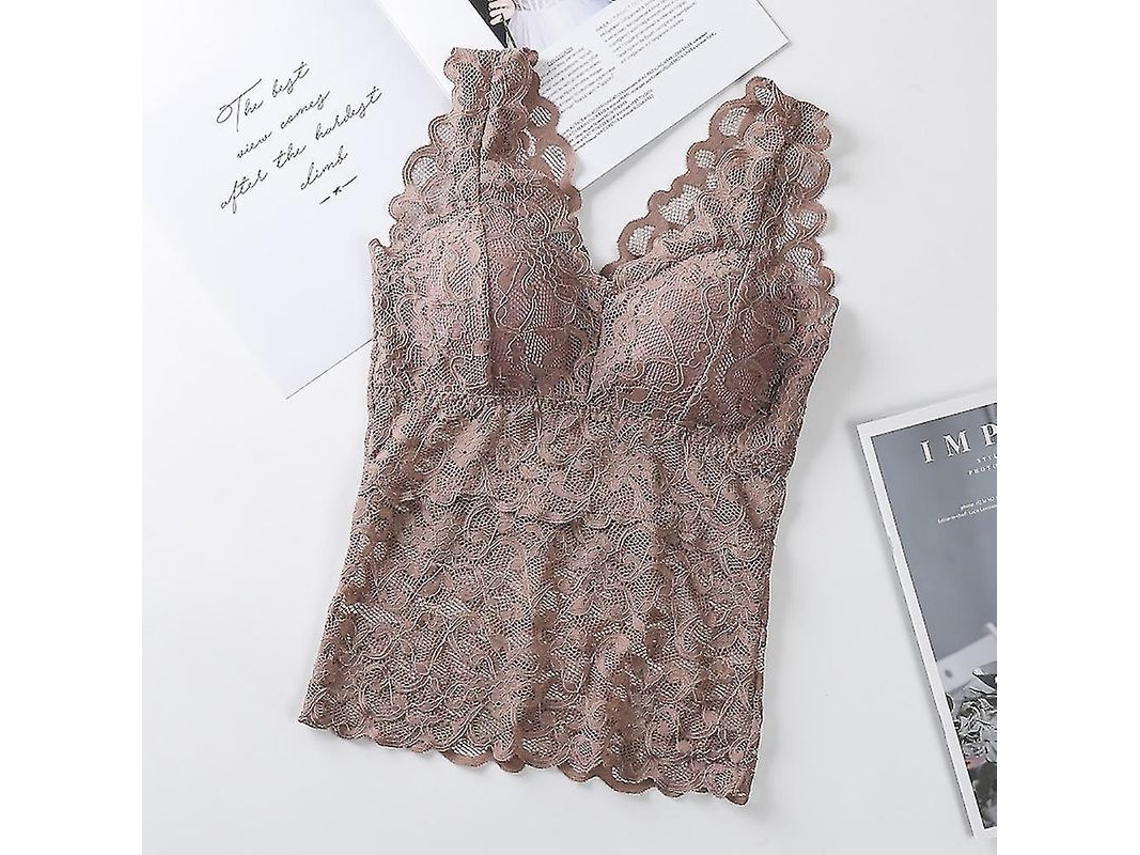 2026-top Crop Para Mujer Verano Sin Costuras Con Encaje Sexy Y Espalda Bonita Tirantes Anchos Soportados Rejilla Talla Grande